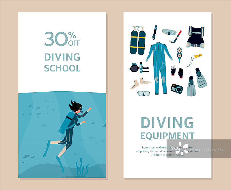 水肺潜水学校的设计卡片图片素材