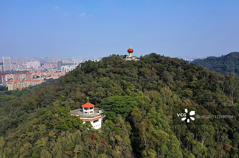 广东省东莞市旗峰公园航拍图片素材