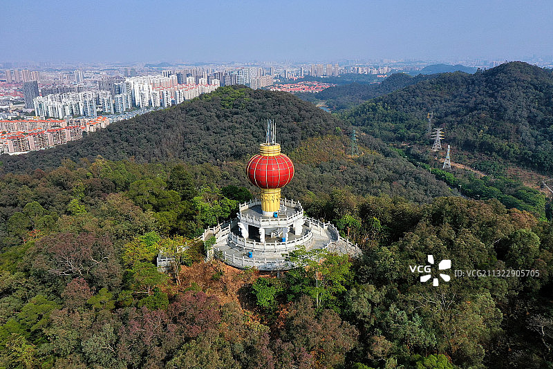 广东省东莞市旗峰公园航拍图片素材