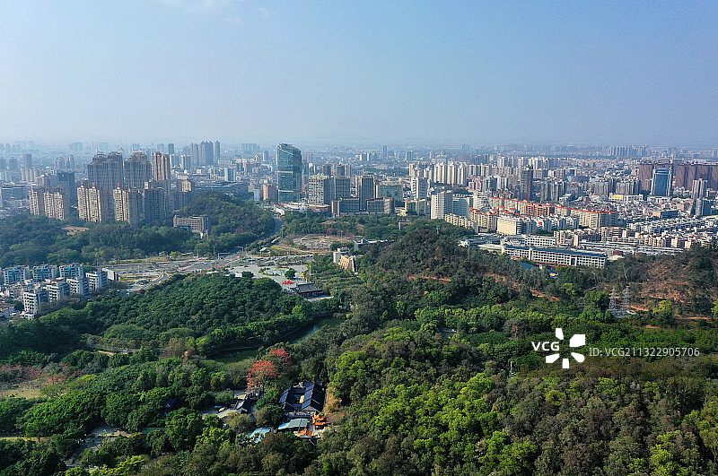 广东省东莞市旗峰公园航拍图片素材
