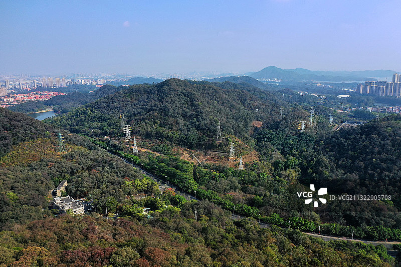 广东省东莞市旗峰公园航拍图片素材