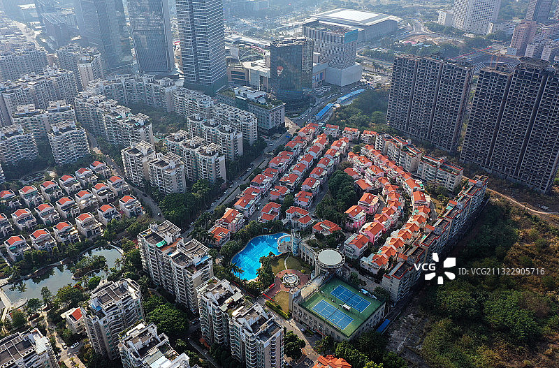 广东省东莞市旗峰公园航拍图片素材