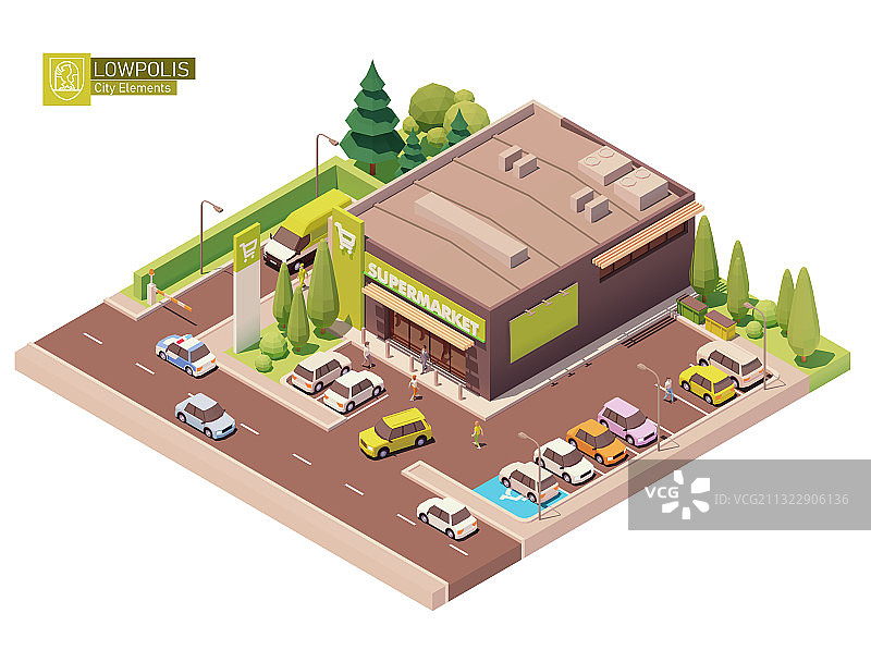 2.5D风格的超市建筑图片素材