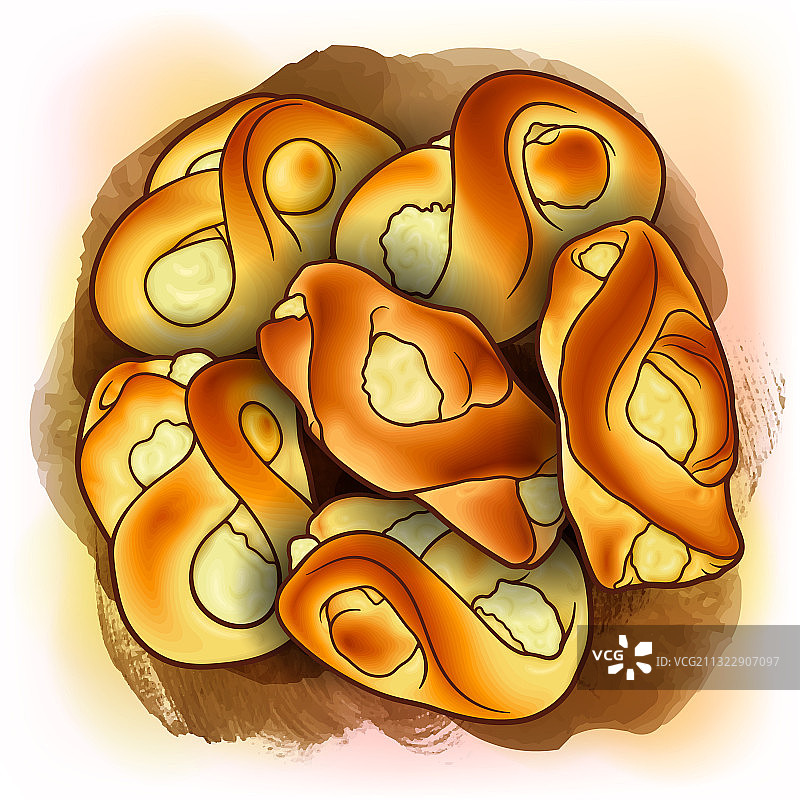 手绘彩色面包涂鸦图片素材