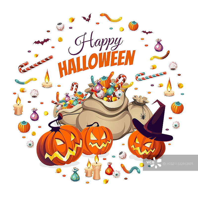 南瓜和糖果袋banner图片素材