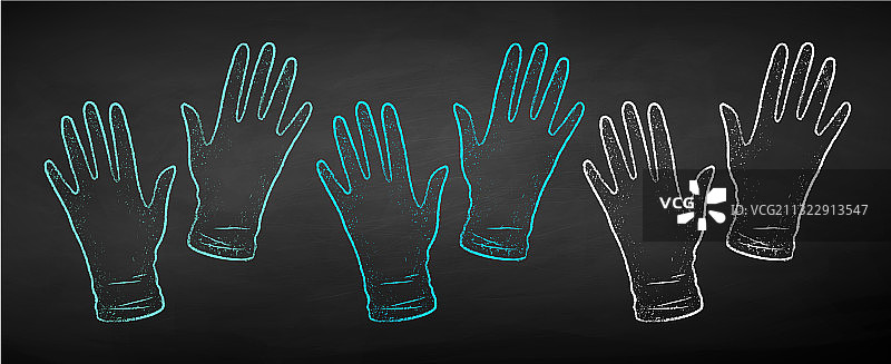 彩色粉笔手绘橡胶手套套装图片素材