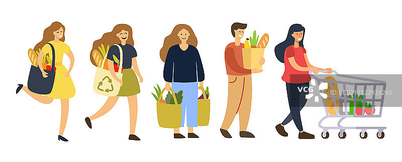 人们在商店购买包装食品图片素材