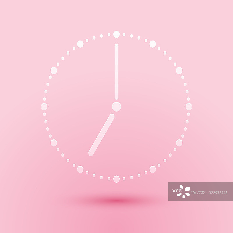 粉色背景上的剪纸时钟图标图片素材