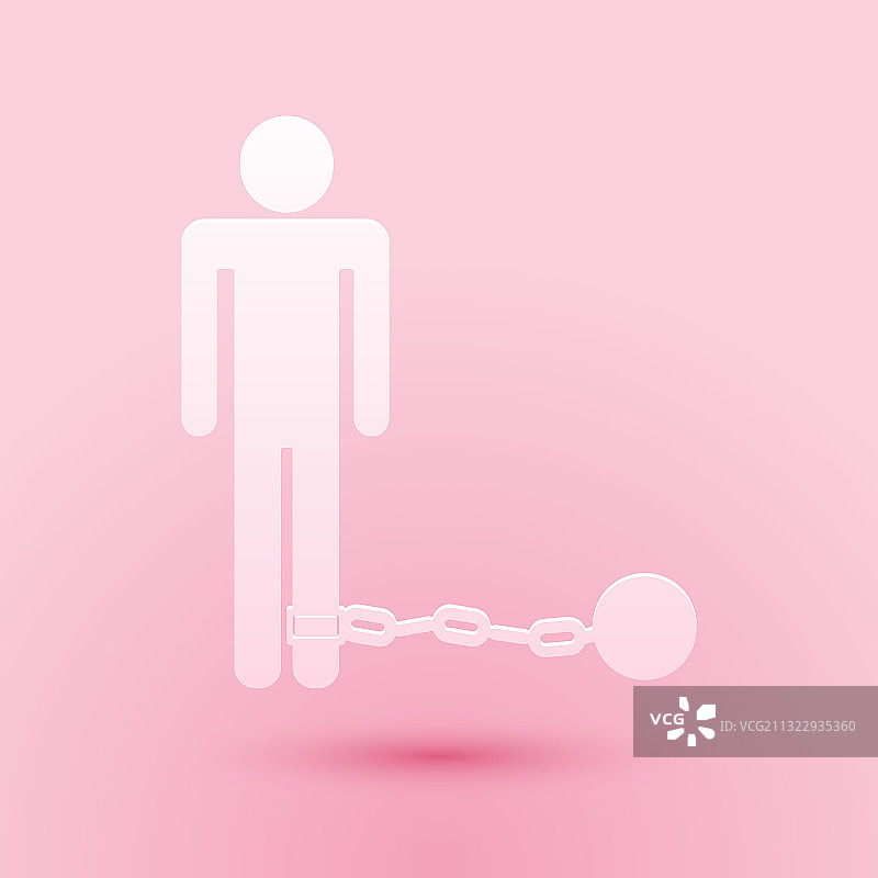 带锁链球的剪纸囚犯图标图片素材