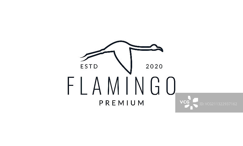 火烈鸟飞行Logo极简线条设计图片素材