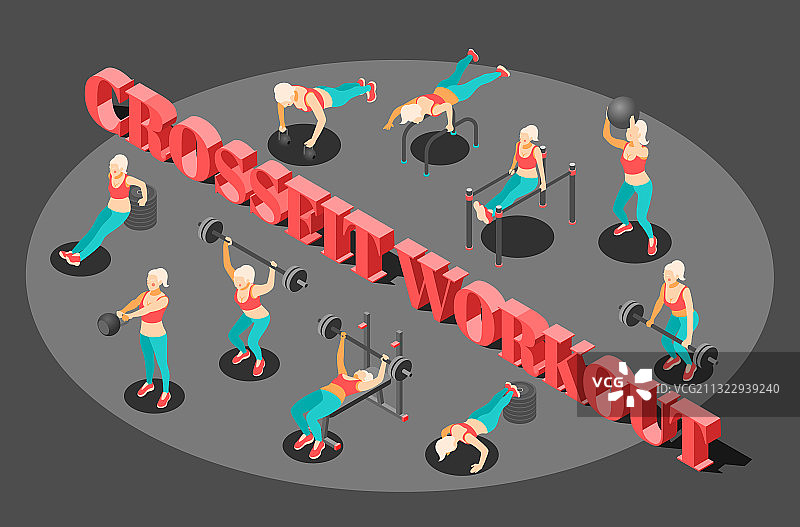 锻炼等距背景构图图片素材
