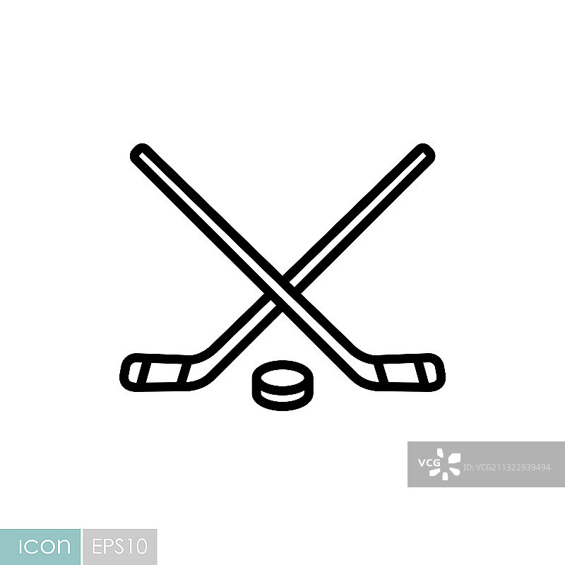 冰球球杆和冰球图标图片素材