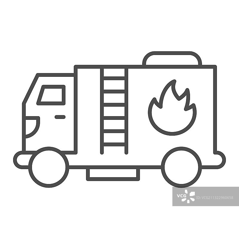 消防车细线图标公共交通图片素材