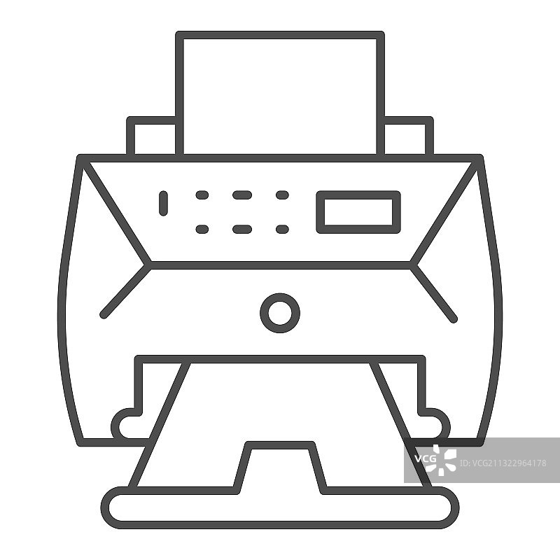 激光打印机细线图标，联合办公概念图片素材