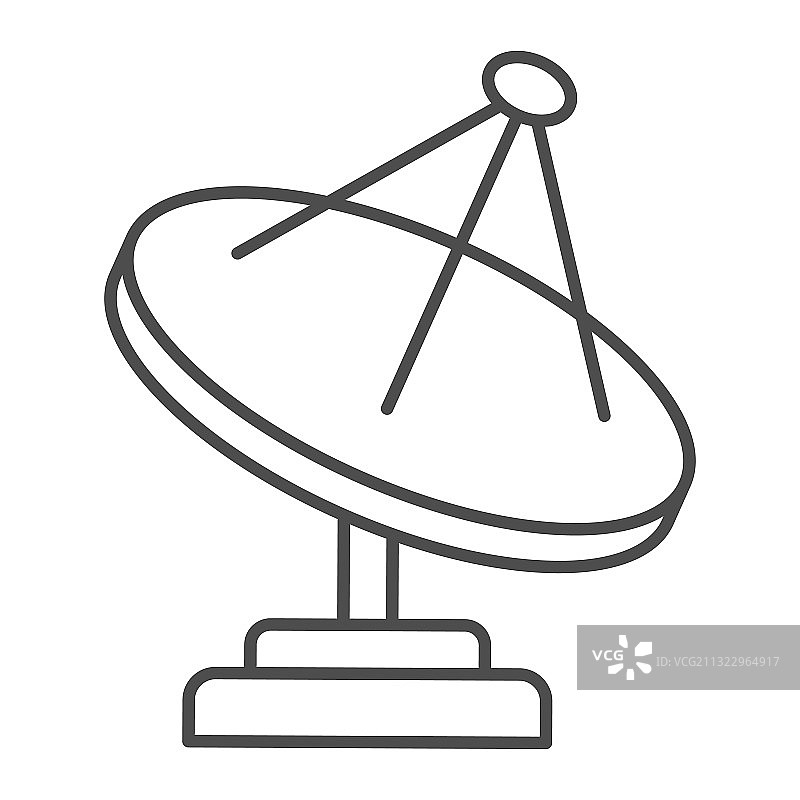 太空概念射电望远镜细线图标图片素材