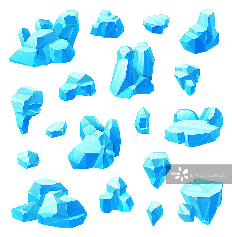 卡通冰晶冻结水块套装图片素材