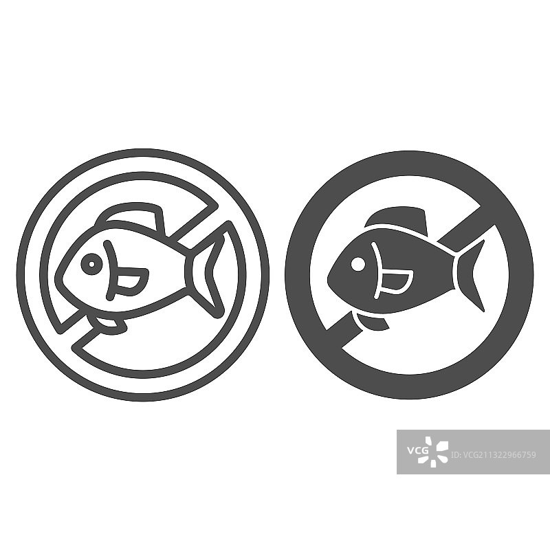 海鲜过敏线性和实体图标图片素材