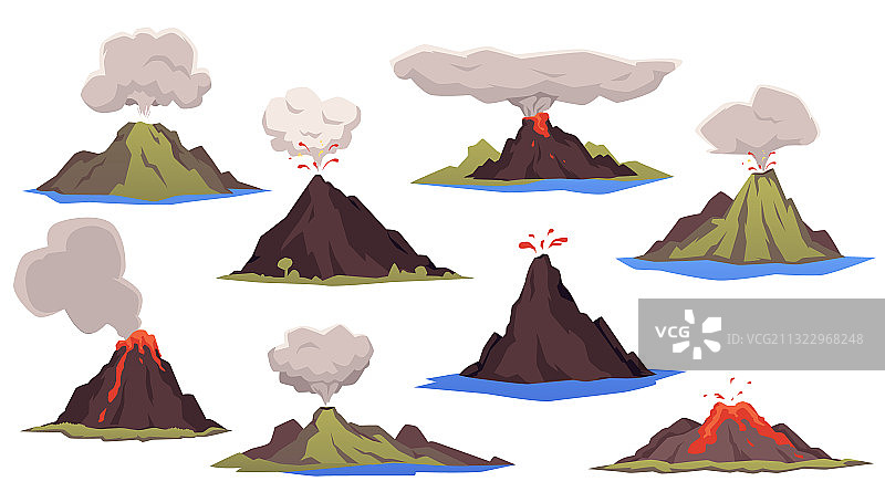 火山爆发熔岩云套装图片素材