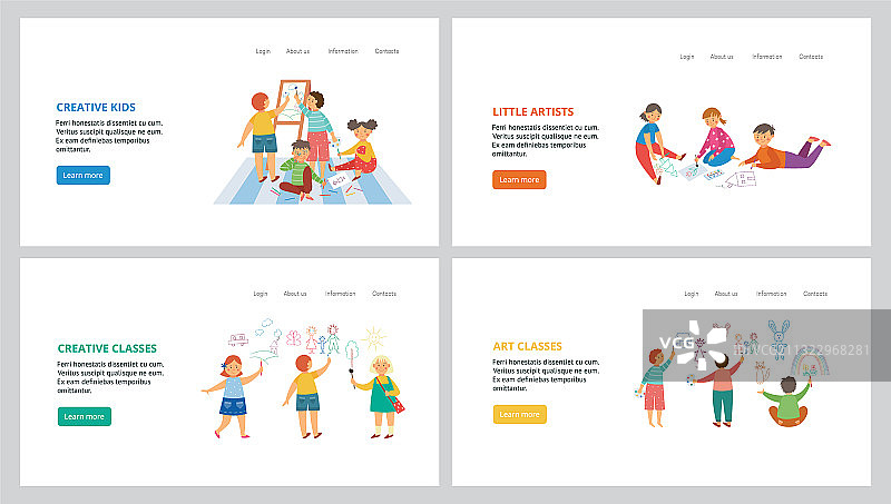 儿童艺术学校课程网站设计图片素材