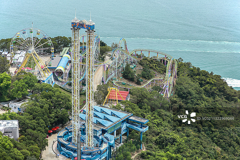 香港海洋公园游乐区全景图片素材