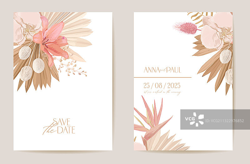 婚礼水彩兰花请柬图片素材