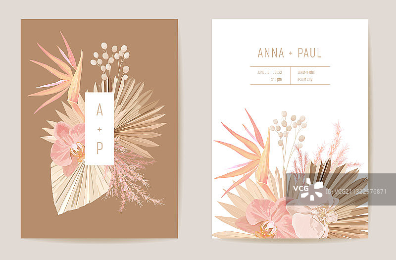 兰花热带干花婚礼请柬图片素材