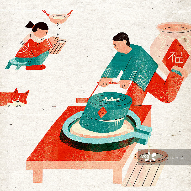 传统年俗-腊月二十五磨豆腐图片素材