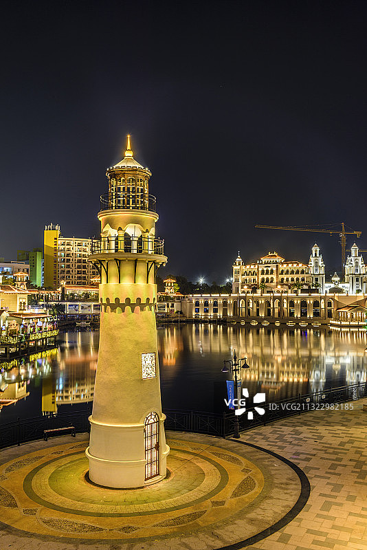 中国广东省梅州市客天下威尼斯水岸夜景图片素材