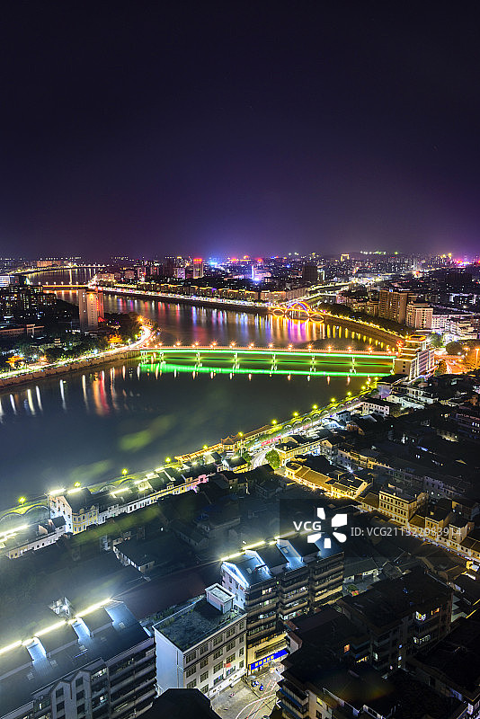 中国广东省梅州市梅江夜景 梅江夜游 梅州图片素材