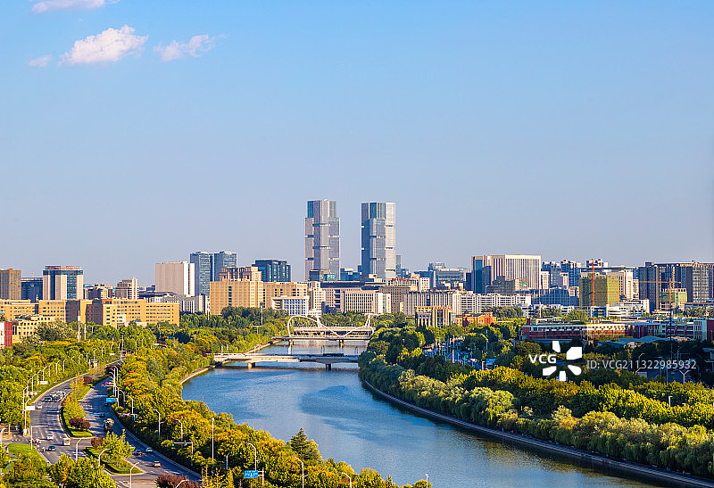 郑州市郑东新区绿地中心双子塔城市风光图片素材