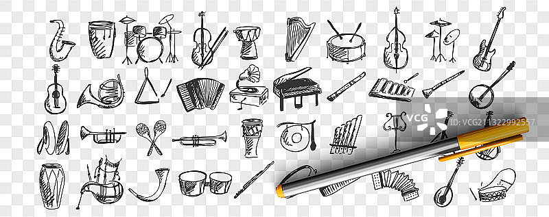 乐器涂鸦合集图片素材