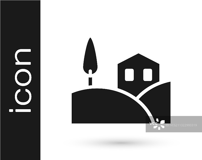 白色背景上的黑色村庄景观图标图片素材