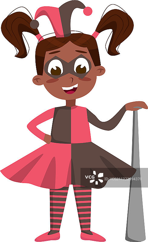 身穿万圣节小丑服的微笑女孩图片素材