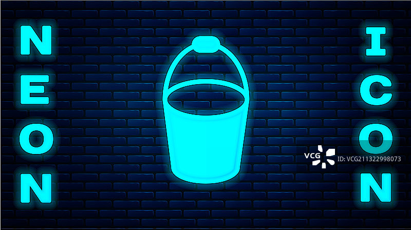 砖墙上孤立的发光霓虹消防桶图标图片素材