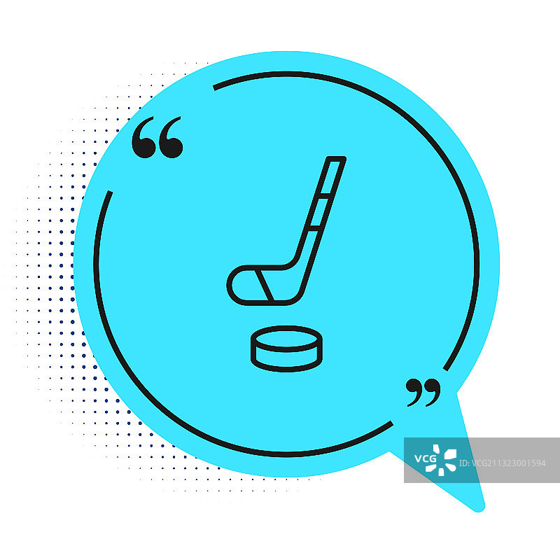 黑色线条冰球杆和冰球隔离图标图片素材