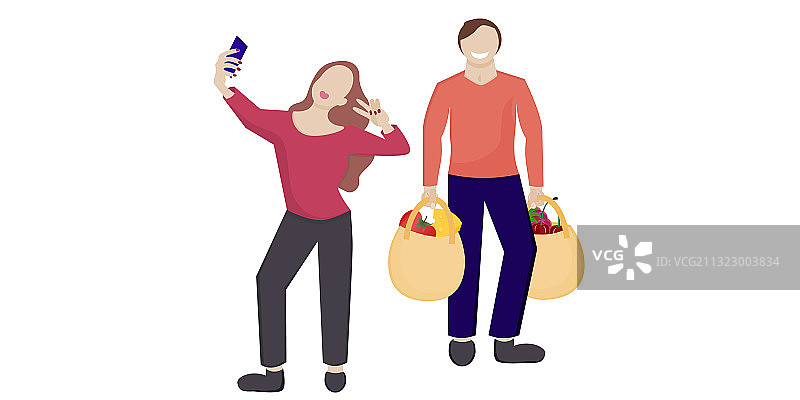 男人和女人一起购物图片素材