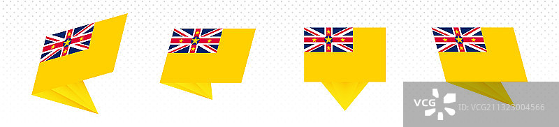 纽埃国旗现代抽象设计旗帜套装图片素材