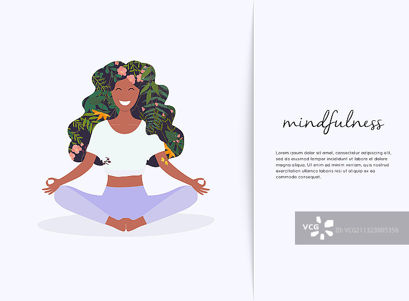 做智慧手势莲花瑜伽，头戴鲜花的女孩图片素材