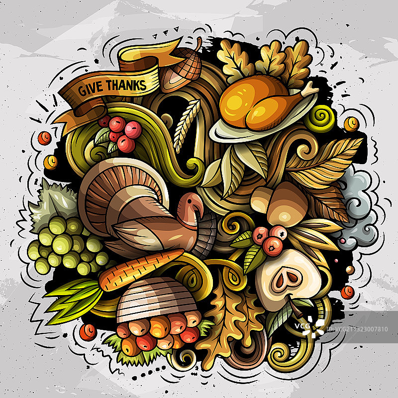 手绘感恩节卡通涂鸦图片素材