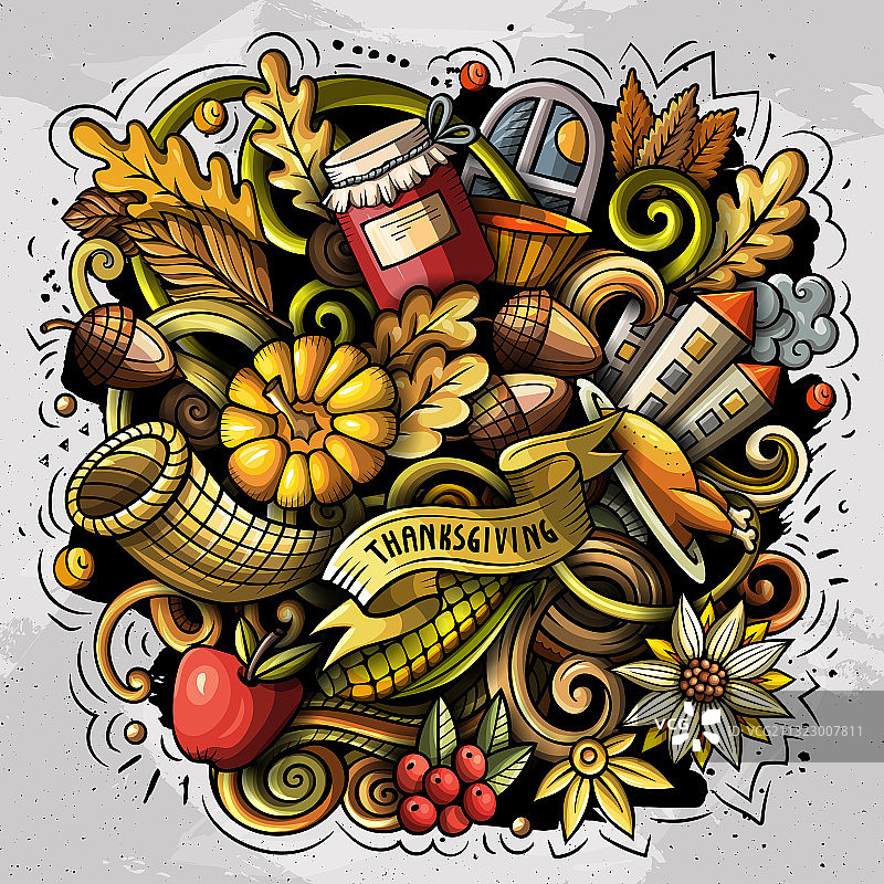手绘感恩节卡通涂鸦图片素材