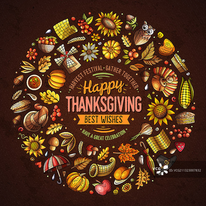 感恩节卡通涂鸦素材图片素材