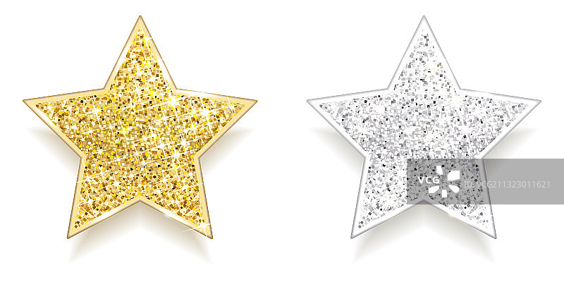 闪耀的金银星星套装图片素材