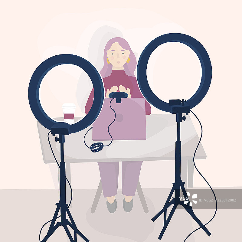 博主在工作室录制视频图片素材