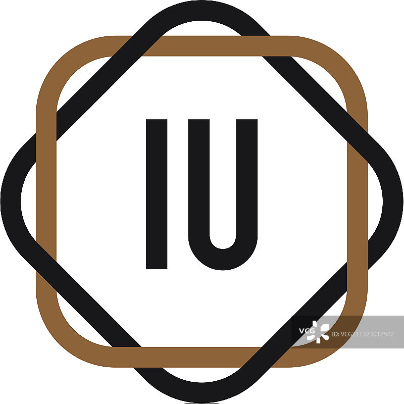 字母IU优雅logo设计模板图片素材