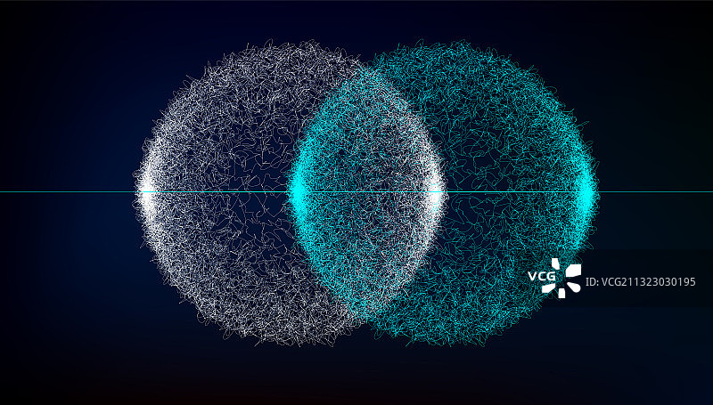 相交排列的由线汇聚成的数字化星球，矢量抽象科技元素图片素材