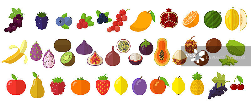 水果和浆果图标集图片素材