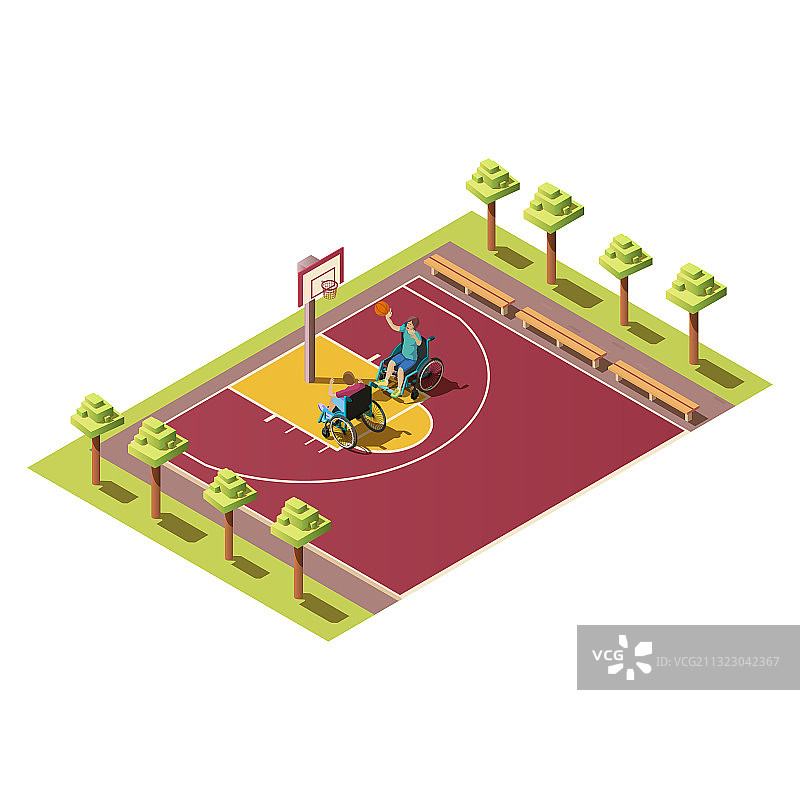 坐轮椅的残疾人打篮球图片素材