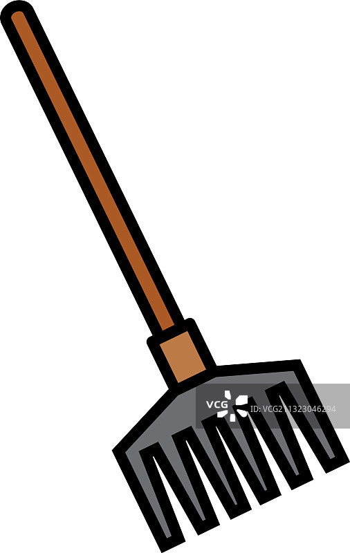 园艺耙线条填充样式图标图片素材