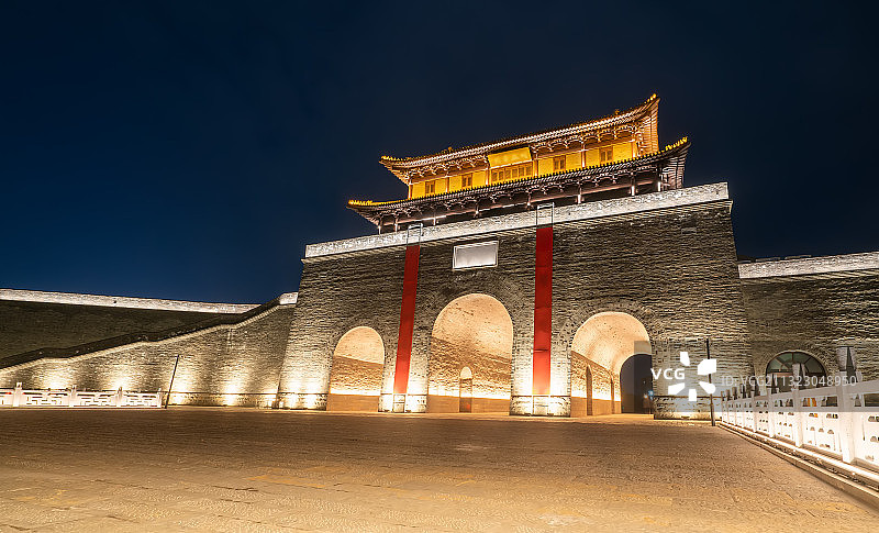 江苏宿迁项王故里中式园林景观夜景图片素材