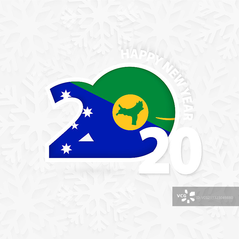 2020新年快乐，圣诞岛旗帜背景图片素材